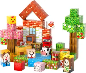 117-Piece Magnetic Farm Building Blocks Set – 0.8” STEM Stacking Cubes, Educational Magnet Toys for Kids, Creative Sensory Play Gift for Boys & Girls