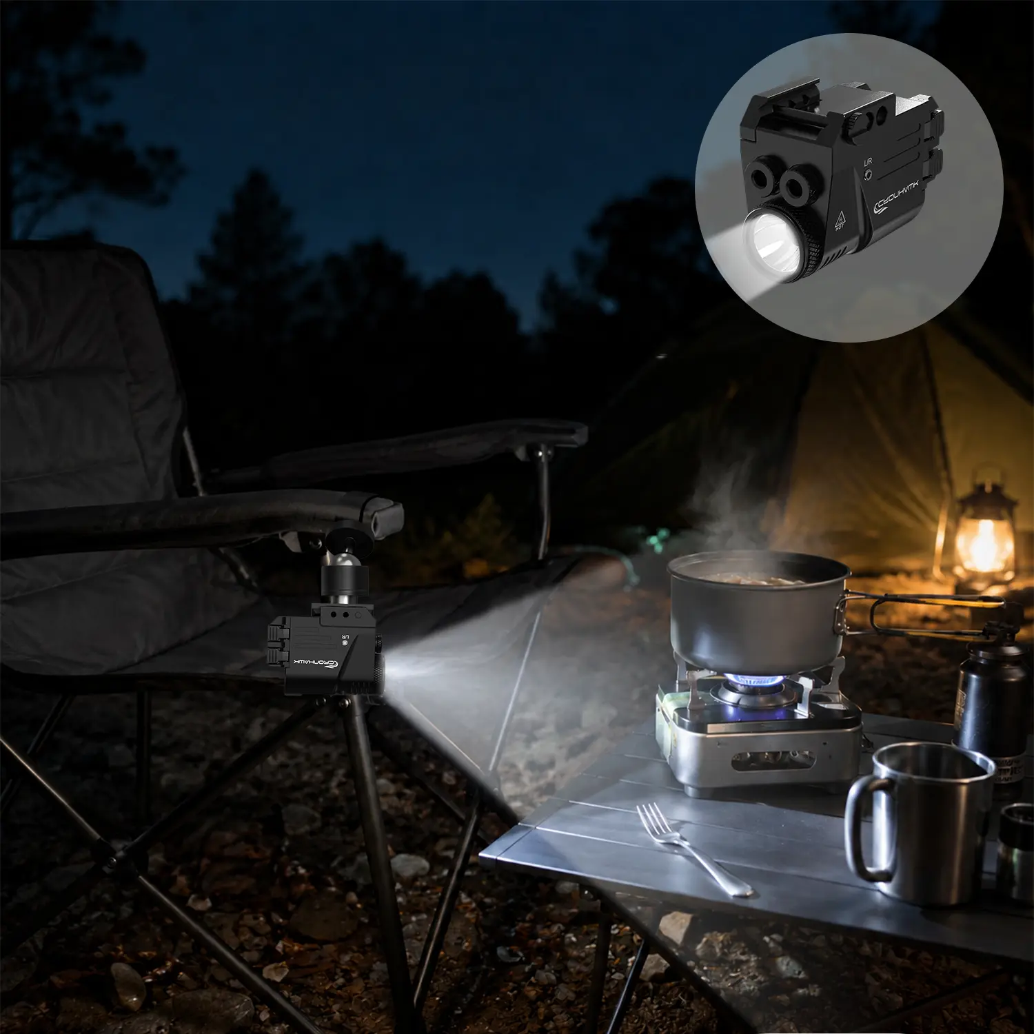 650 Lumen Portable Outdoor Flashlight with Dual Laser Lights, Multiple Uses, and Multi-Function Design