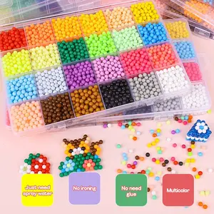 Water Spray Magic Beads DIY Craft Set For Kids, No-Iron Sticky Beads Assembly Kit, Creative Educational Toy For Intellectual Development And Hands-On Ability Training