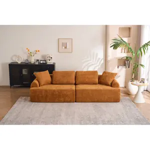 [SOIYELIFE]  COMPRESSION SOFA: 4-seater combined sofa, Crochet Yarn Fabric, full sponge compression sofa,combined sofa with 4 pillows for living/ Furniture/ Apartment/Office/House