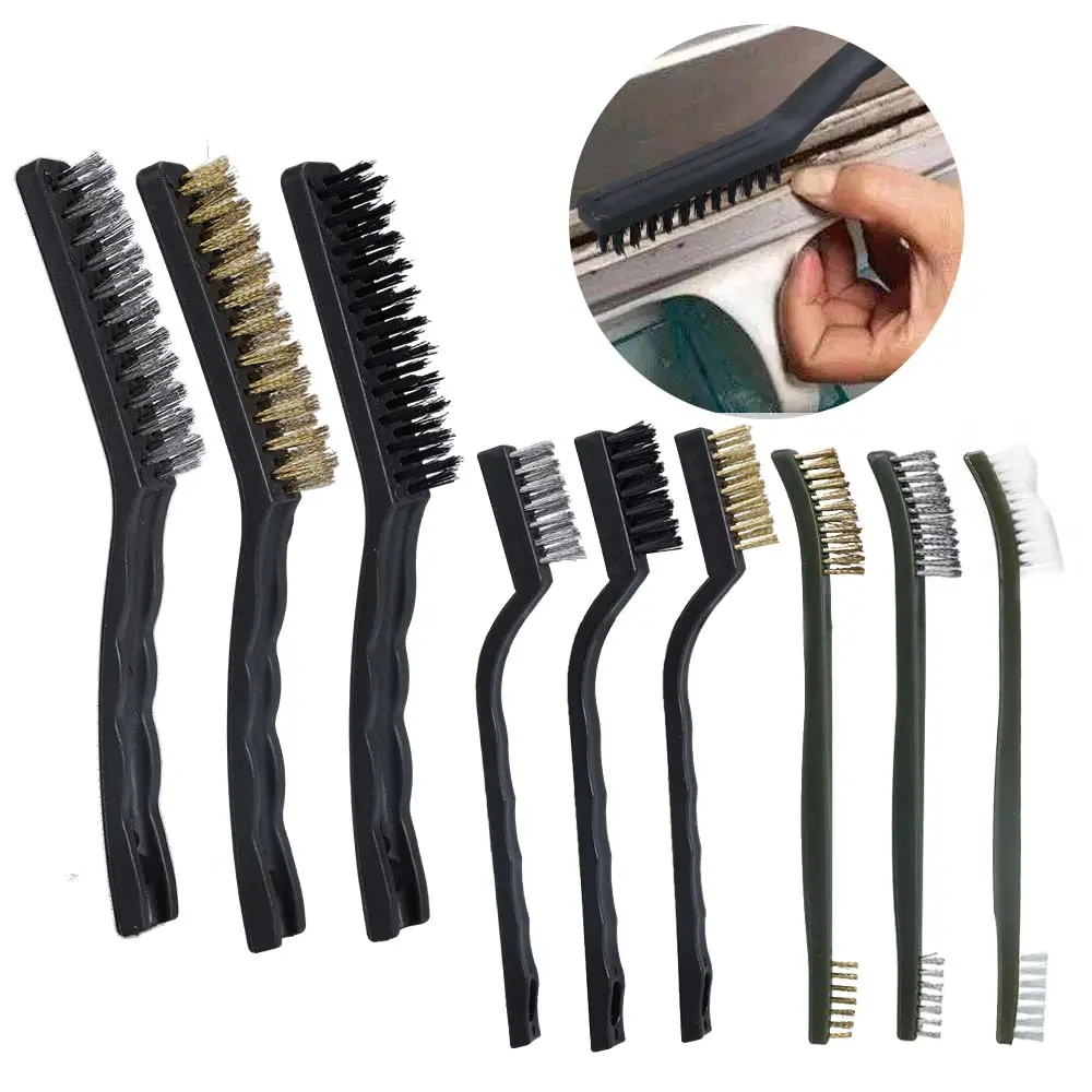 9Pcs/Set Heavy Duty Wire Brushes for Cleaning Rust & Paint,Multi-Purpose Detail Scratch Brush Kit with Ergonomic Grip for Automotive & Workshop Jobs,Halloween Christmas Party Gifts,Hand Tools Kits
