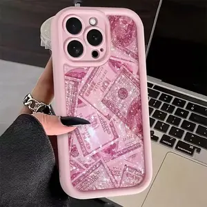 Shockproof Sparkling Pink Dollar Bill Phone Case - Trending for Fashion Lovers & Trendsetters, Premium TPU Material, for iPhone 17 Pro Max, 16, 15, 14 Plus, 13, 12, 11 easter gift durable shockproof protective cover red wine phone case umbi phonecase
