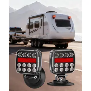 Wireless Trailer Lights Magnetic Kit, Portable Tow Lights with Waterproof, Fast Charge tail light with 9 Hours Runtime, Turn Signal Reverse Brake light for Boat Truck Car Towing