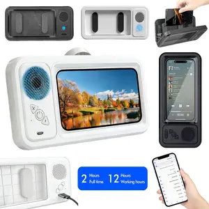Wall Mounted Phoneholder IPX5 Waterproof Clear Sound & 480° Rotation Shower Case Accessories with Wireless BT Speaker for Bathroom Wall Kitchen NEW