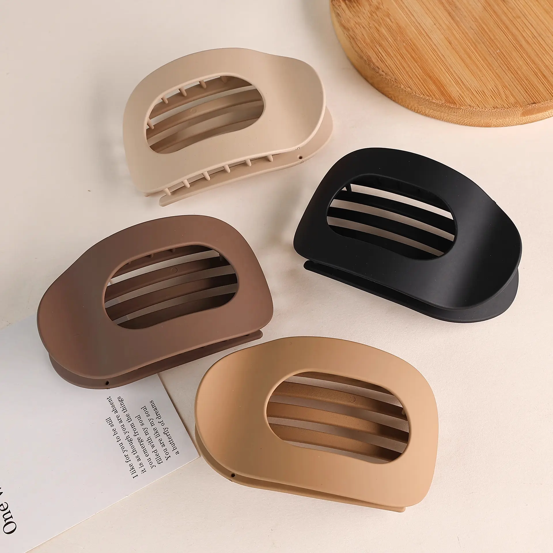 4 Pack Large Flat Claw Clips for Women, 10cm Chic Plastic Hair Claws with Strong Hold for Thick Hair, Non-Slip Jaw Clips in Neutral Tones for a Work-Ready Look, Flatclawclip, Neutral Tones Blend Easily, Work-Ready Chic Hold, Hair Claws Set, Womens Gifts