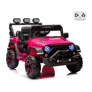 GARVEE 12V Battery Powered Electric Ride-On Car with 2.4G Remote Control, 3 Adjustable Speeds, Soft Start, Multi-Functional Display Console, Bluetooth Music, Rose Red