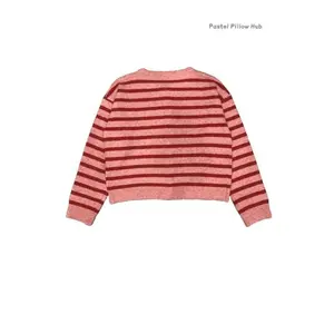 Women's Vintage Striped Cardigan Knitwear Long Sleeve Color Block Round Neck Sweater Fashionable Spring Autumn Winter Casual Loose Fit Lightweight Warm Cozy Top for Daily Wear Outwear