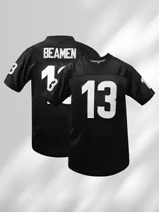 Boyfriend Style  Willie Beamen #13 Letter Embroidered Football Jersey, Loose And Breathable V-Neck Classic Retro Mesh Short Sleeve Pullover Sports Shirt, Suitable For Street Hip-Hop/Gridiron Style, Casual Party And Sports Training