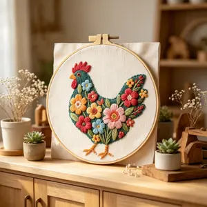 Beginner Embroidery Kit, Elegant Cross Stitch Set, Floral Animal Design, DIY Embroidery Supplies, Includes Cotton Fabric, Thread, Needle, Instructions