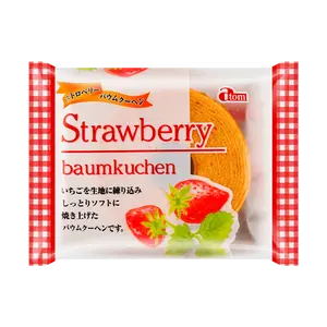 ATOM Japanese Classic Mini Baumkuchen Strawberry Flavor 85g - Authentic Japanese Snack, Soft & Moist Cake Bites, Individually Wrapped for Freshness