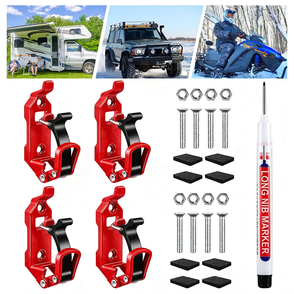 4 Packs Shovel Mount for Roof Rack, Metal Rubber Clamp Mounting Brackets Kit with 1Pc Marker Pen, Shovel Holder for Truck, Car Accessories for Boats, Overlanding Gear, Quick Release Axe Tool Holder sohochic