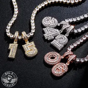 New birthday/age/anniversary number hip-hop style zircon pendant necklace, unisex casual and versatile trendy necklace, exquisite and personalized creative DIY gift