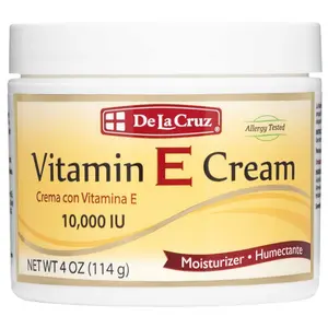 De La Cruz Vitamin E Cream 10,000 IUs, Face and Skin Moisturizer 4 oz Jar