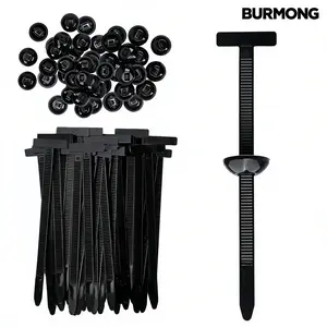 BURMONG 100 Pcs Nylon Universal Cable Tie Buckle for Car - Self-Locking and Easy Install Zipper Clips with Pin & Button Design - UV-Resistant Zip Tie for Quick and Effortless Car Daily Repair