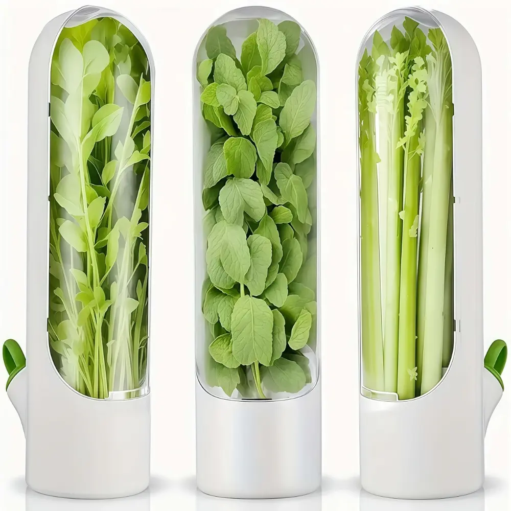 3-Piece Transparent Visible Fresh-Keeping Boxes with Lids, Clear Plastic Stackable, Multi-Use for Vegetable Storage, Refrigerator Organizer, Stackable Fridge Organizer, Fridge Organization
