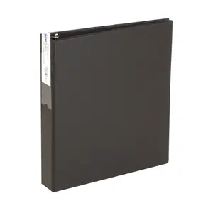 Avery Standard 3 Ring Binder with Label Holder, 2" Round Rings, 375-Sheet Capacity, 2.8 Inch Wide Spine, 1 Black Binder, Ideal for Lightweight Organization and Occasional Referencing (04501)