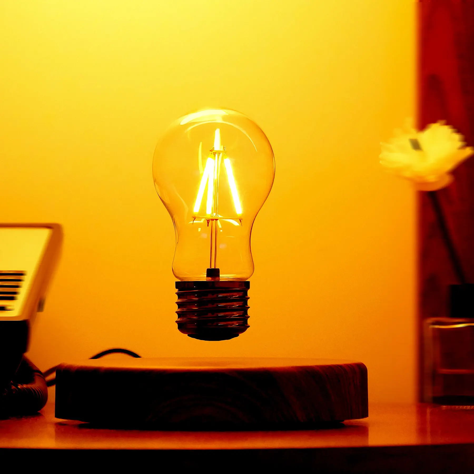 Magnetic Levitating Floating Wireless LED Light Bulb Tabletop Desk Lamp, Fashion Unisex Unique Gift for Indoor Use, Various Room Types Home Lighting Accessory