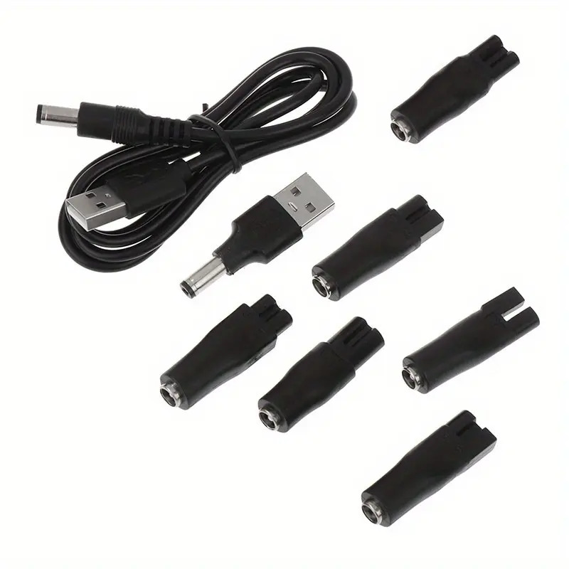 Razor Charging Cable and Adapter Set, Including Pentium to 5521 Female Seat, USB Powered, Hypoallergenic, Ideal for Beard and Mustache Maintenance