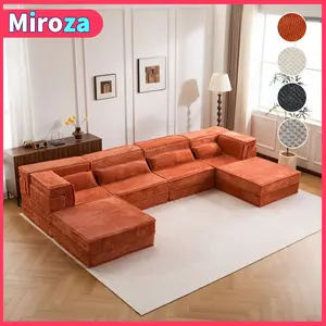 157" Luxe Oversized Modular Sectional Sofa, Modern Loop Pile Fabric Convertible Sofa Bed with Ottoman, Boneless Sleeper Floor Sofa Couch, Multifunctional Mahjong Sofa, Sectional Sofas for Living Room, Apartments and Party Venues