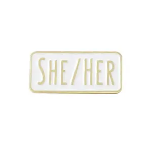She / Her Pronouns Rectangle Enamel Pin