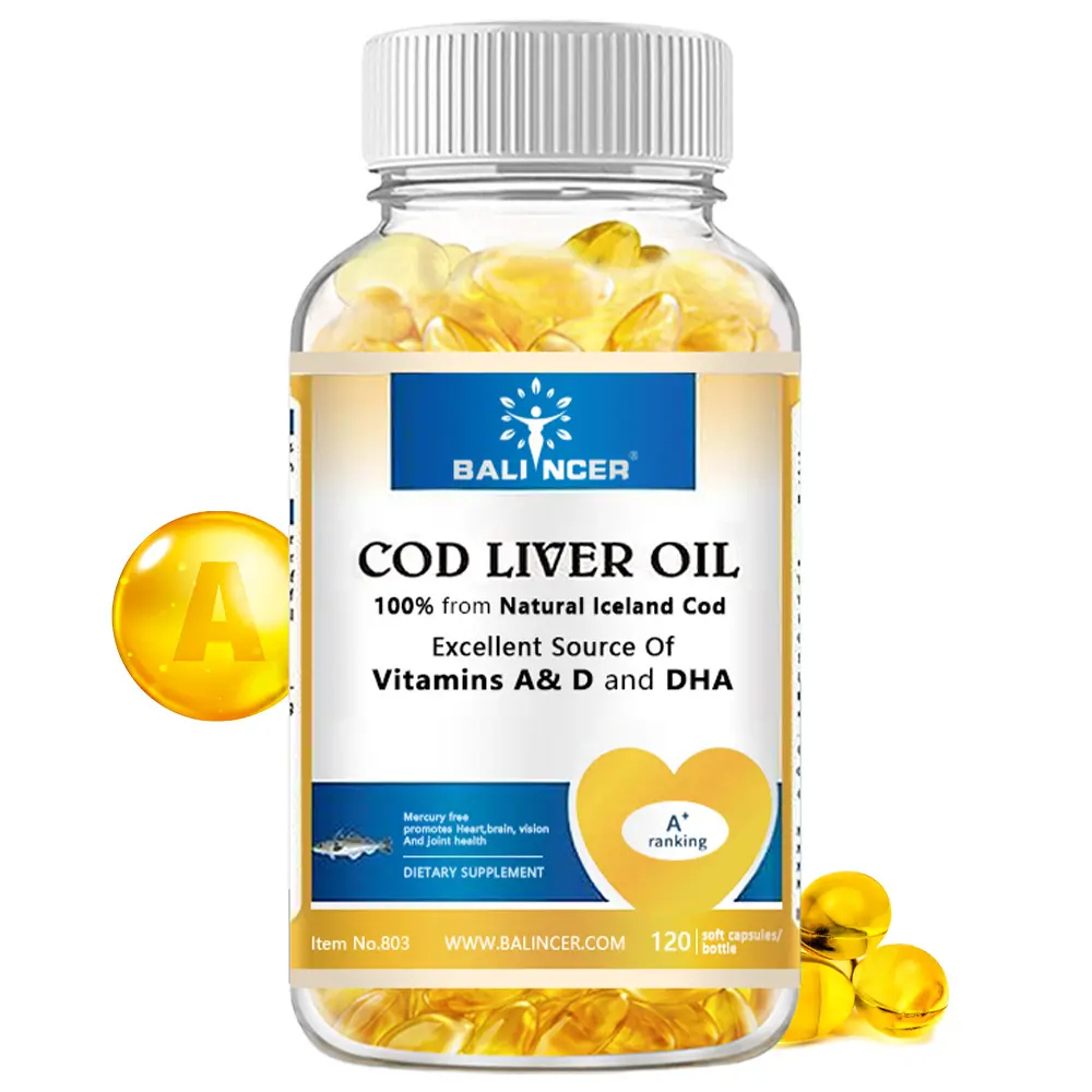 Balincer Cod Liver Oil Health Supplement , ​​Supports Brain Health and Bone Health, 120 Capsules