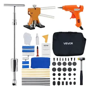 VEVOR Dent Puller Kit, 61 PCS Paintless Dent Removal Kit with Golden Lifter, Slide Hammer T-Bar, Glue Gun, Auto Body Hail Damage Repair Remover Tools for Car Refrigerator Large Small Door Ding Repair