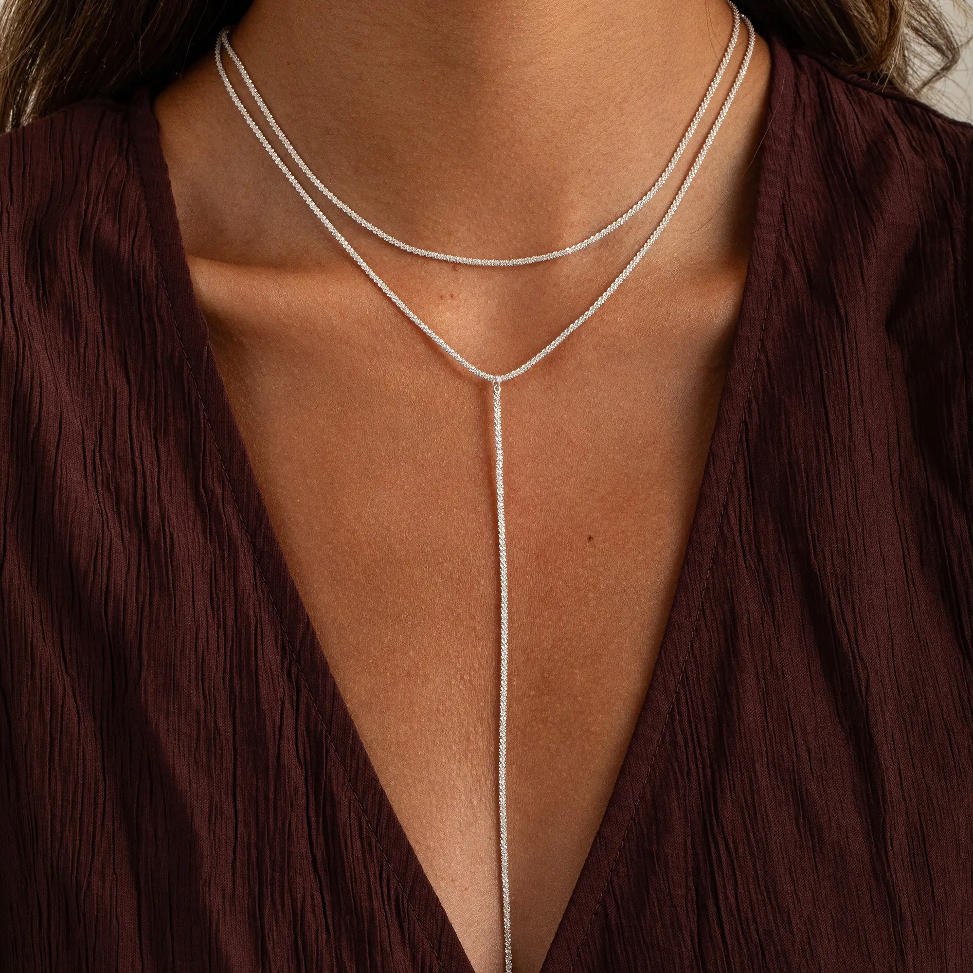 TEWIKY Women's Dainty Layered Minimalist Necklace Set - Waterproof Durable Jewelry, Adjustable Necklace Chain, Fringed, Daily Wear Accessory for Beach Summer, Exquisite Gift, Fringes, Layered Chain, Fabric, Dainty Necklaces