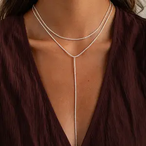 TEWIKY Dainty Layered Waterproof Necklace For Women Adjustable Fashion Jewelry Set Daily Clothing Decor For Beach Summer Trendy All-match & Exquisite Jewelry Gift