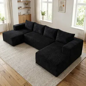 Nature Leisure Extra-Large Seamless Cloud Sofa, Modern Modular Combination, Built-in Recliner, Comfortable U-Shaped Design, No Assembly Required, Three-Piece Set Shipped