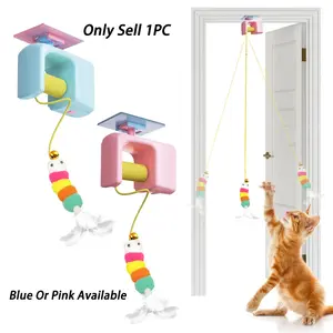 Cat Toys for Indoor Hanging Door Interactive Pet Toy Rechargeable Automatic Retractable Kitten Toys Teaser Electronic Self Play Feather Cat String Toy for Bored Adult Kitten Exercise Pet Gift Interactive Cat Toys