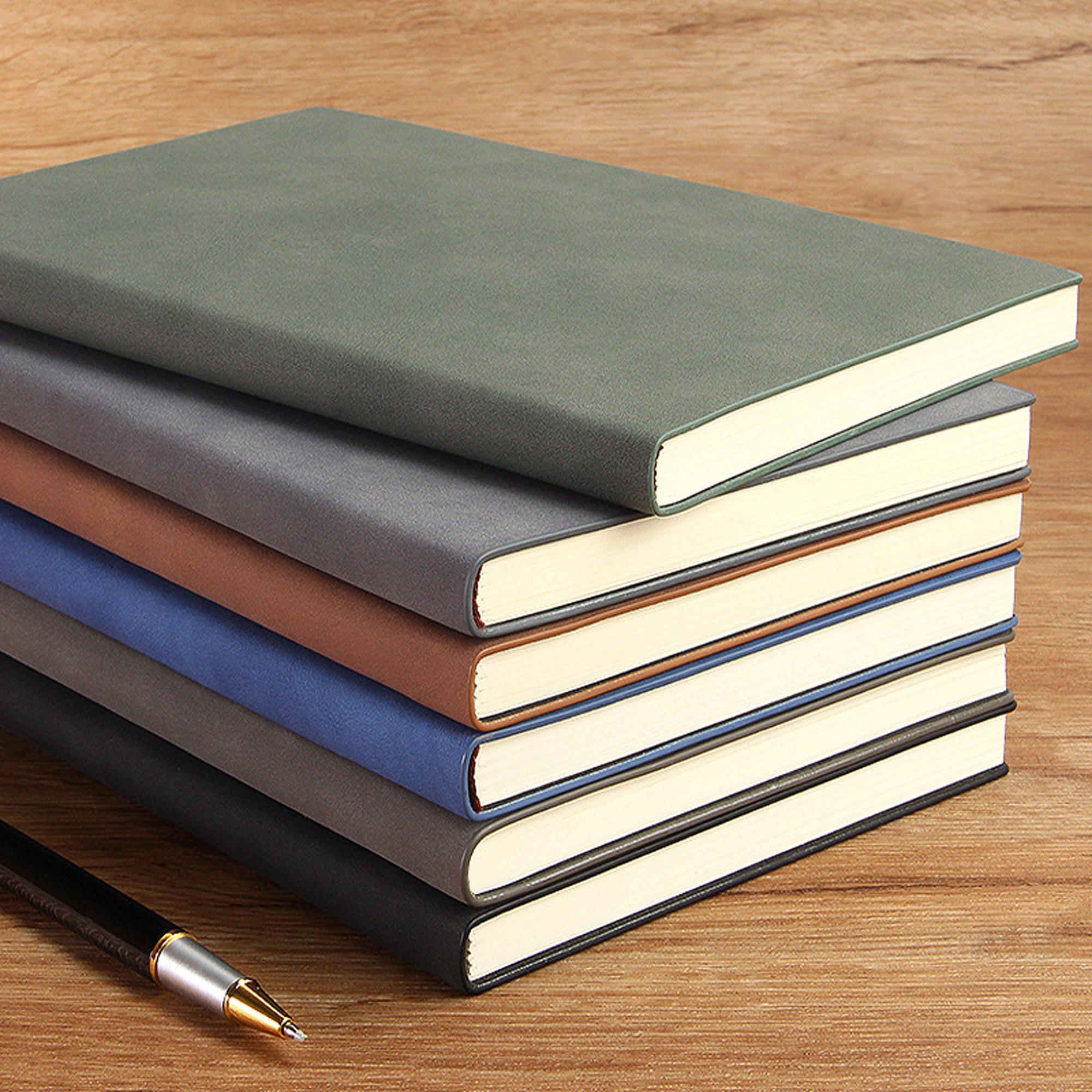 Three colors A4 premium faux leather notebook -100 sheets/200 pages high-quality eye protection paper | Durable soft leather notebook for business and university use, suitable for schools and offices