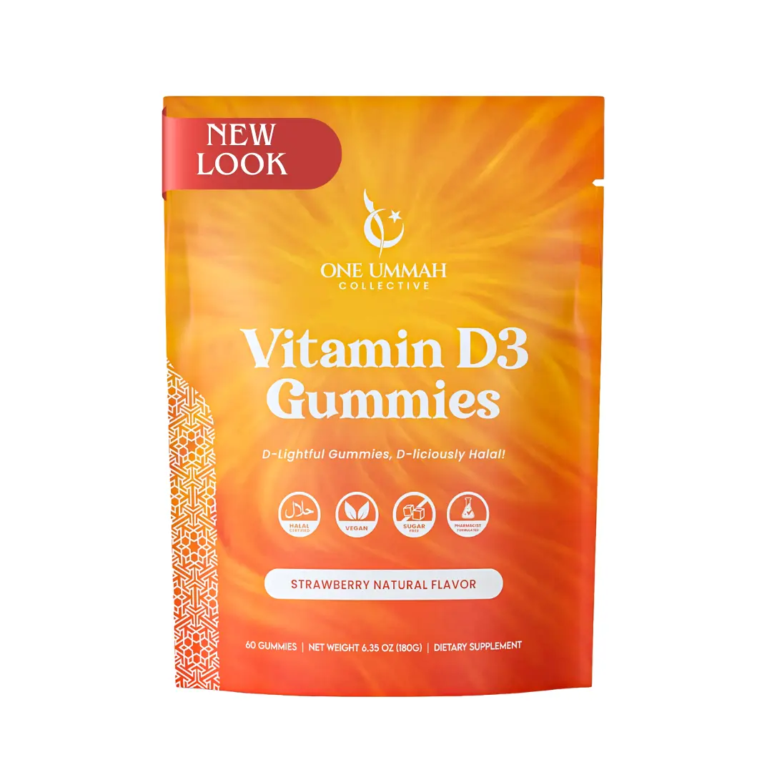Halal Certified Vitamin D3 Gummies 2000 IU - Sugar-Free, Vegan, & High Absorption - Cholecalciferol Supplement - Tasty Gummies for Adults, Chewable Supplement