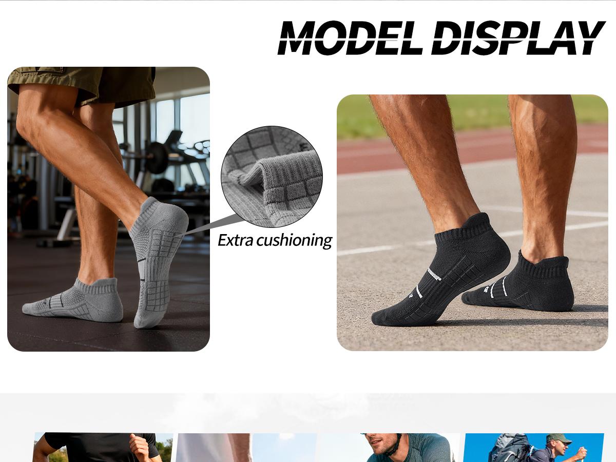 Mqamex Men’s Cotton Sports Fit Socks (6 Pairs) - Summer Breathable, Sweat-Wicking, Non-Slip, Arch Support, Elastic Cuffs, Geometric Print, Minimalist Compression Socks for Unisex Wear, Ideal for Tennis, Running