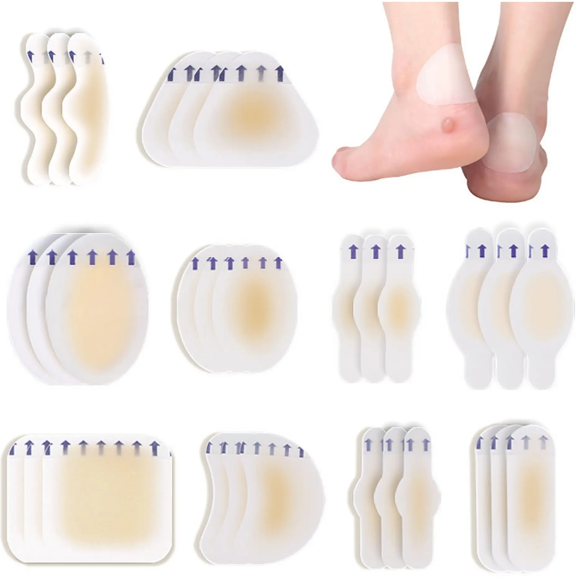 30 Pack Ultra-Thin Hydrogel Blister Bandages, Waterproof Gel Pads for Fingers Toes and Heels, Pain Relief and Healing Solution, Foot Care Product