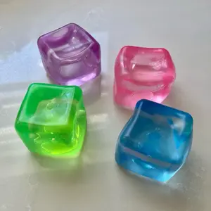 4-Pack Maltose Cube Squishies Slow Rebound Fidget Toy in Blue Green Purple Pink for Stress Relief and Fun