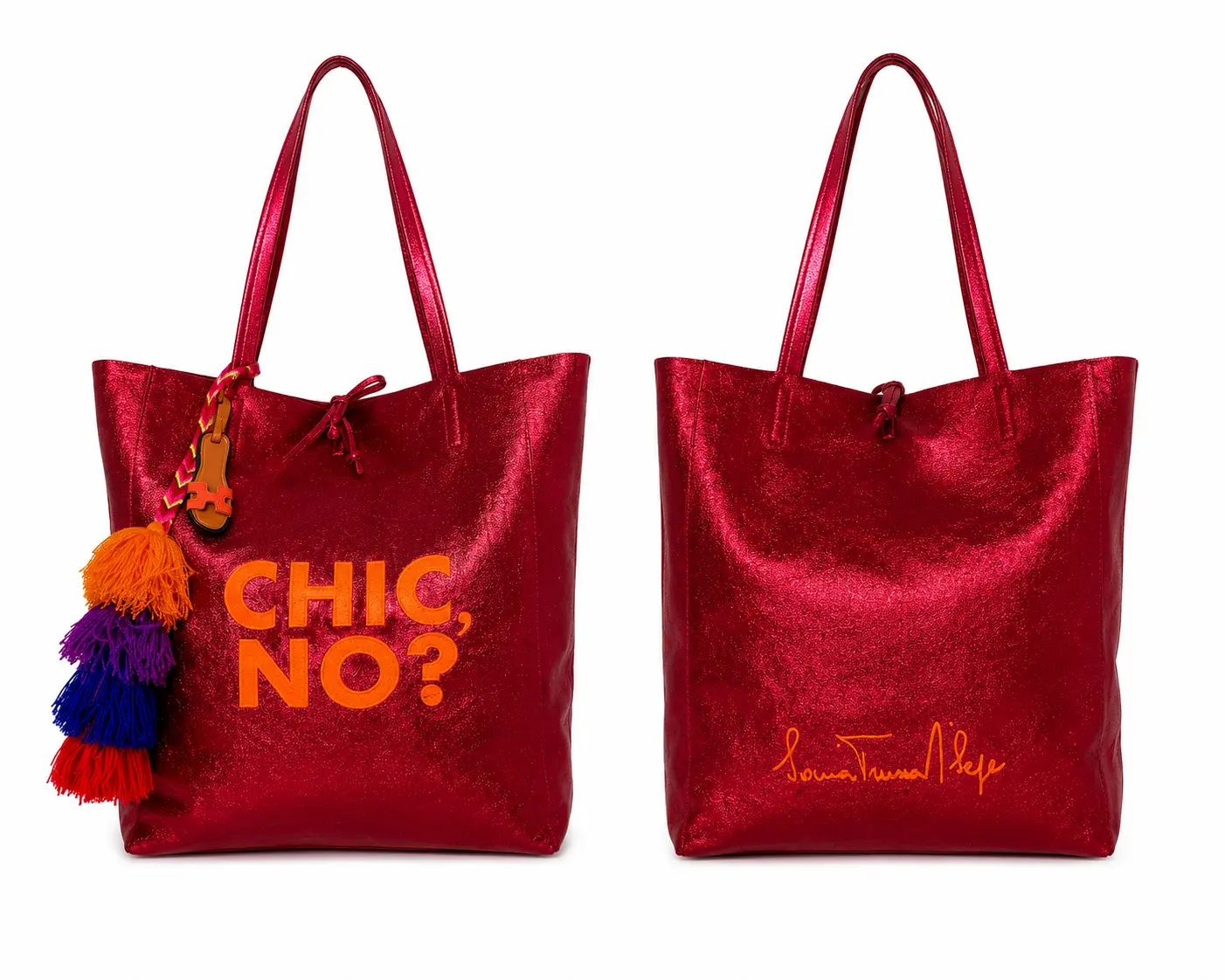 Stella red Leather Tote Bag | Handmade in Italy