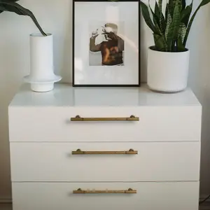 Goo-Ki 6 Pack Striped Decorations Cabinet Pull Retro Brass Cabinet Handles