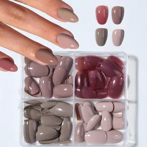 96pcs Short Almond Stylish Acrylic Nails Set, Easy Wear Press-On Nail Art Diy for Women Girls, Perfect Fit Fake Nails for Daily Use & Parties, Nail Kit Set, Nail Art Products