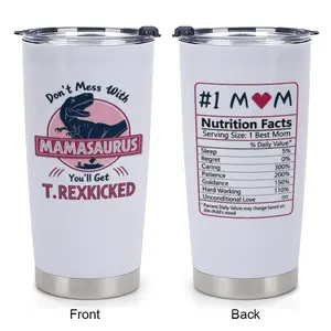 Mamasaurus Funny Mom Tumbler 20oz Double Wall Insulated Stainless Steel Cup Trendy Cute Reusable Vacuum Insulated Tumbler Drinkware Flasks Portable Water Bottles Perfect Christmas & Thanksgiving Gift for Mom Coffee Insulation