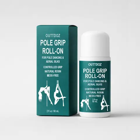 OUTTDOZ Natural Rosin Roll-On Pole Grip Bottle (2 fl oz) - Lightweight, Thin Application for Hands & Legs, Smooth Rolling, Stable Contact, Longer Hold, No Waste, No Overspray, Easy Clean-Up, Studio-Friendly for Aerial Artists