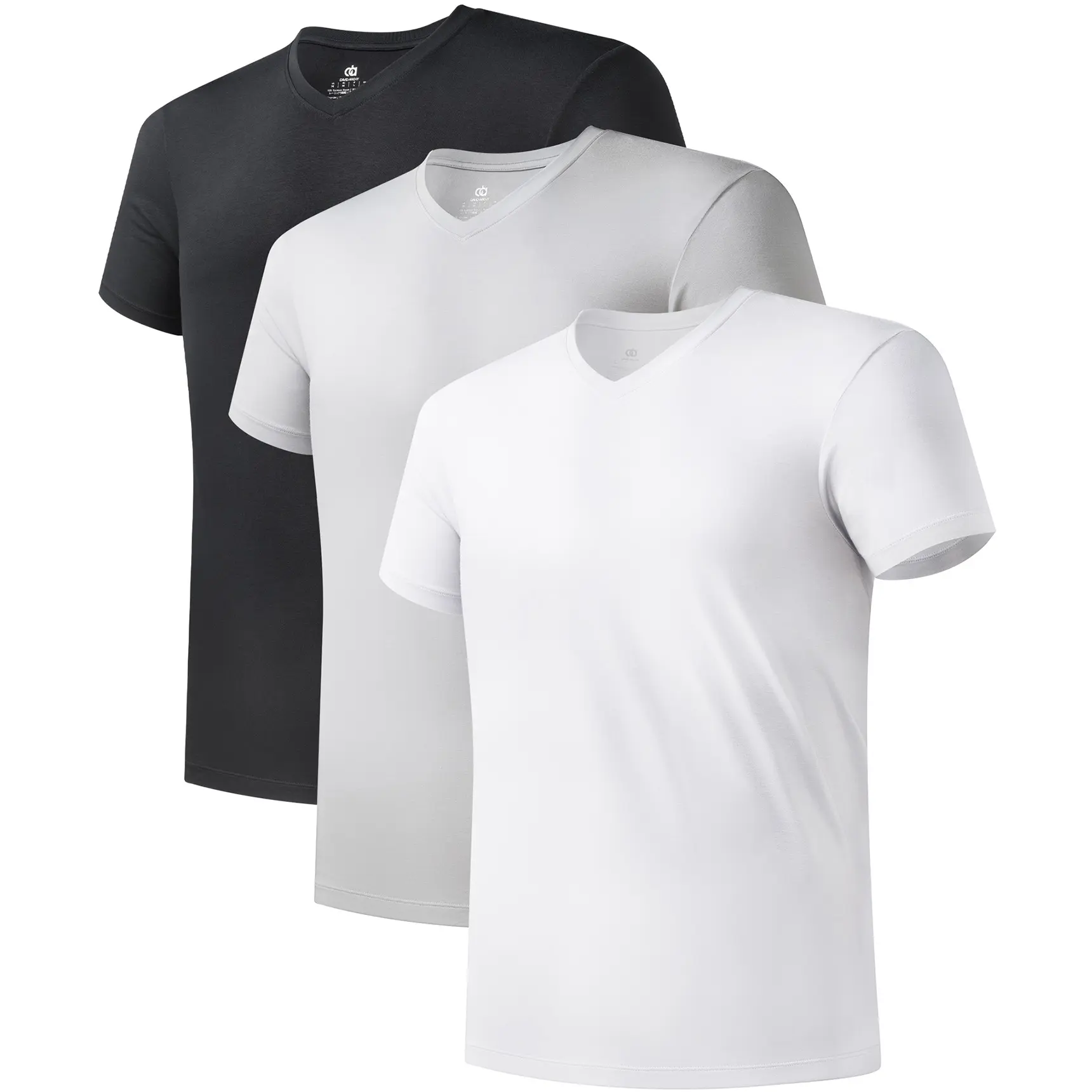 DAVID ARCHY Men's Bamboo Rayon Spandex Fabric Menswear Undershirts - Soft, Moisture-Wicking, Breathable, Stretch Plain V-Neck Short-Sleeve Top for Day Wear, 3-Pack Gift Sets for Boyfriend