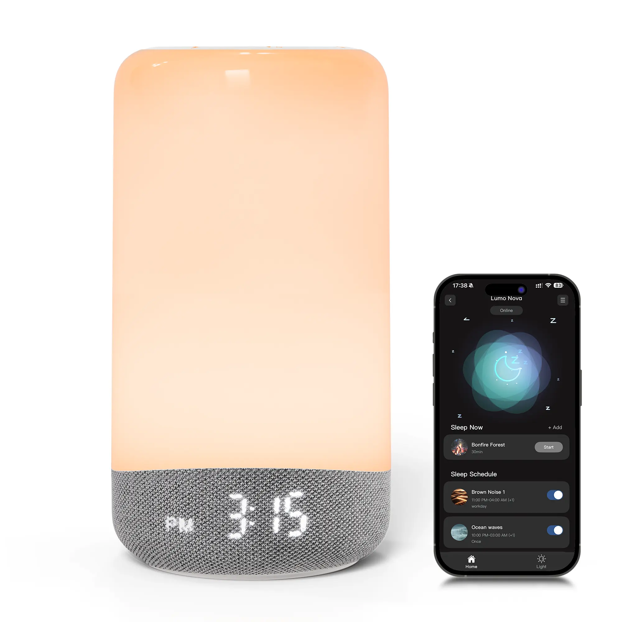ecozy Smart Sunrise Alarm Clock with App Control, White Noise Machine, Sleep Trainer, Routine Builder, 26 Soothing Sleep Sounds, Timer, Personal Sleep Routine Alarm Clock for Adult, Kids Sleeping Bedroom, Sound Machine