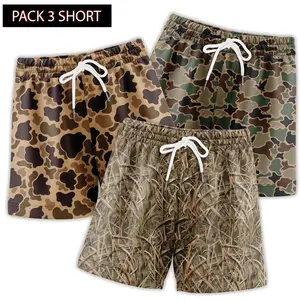3 Pack Duck Hunting Camo Shorts - 5 Inch Inseam Camo Mesh Design for Men & Women Ideal Gym Wear & Gifts Breathable & Comfortable