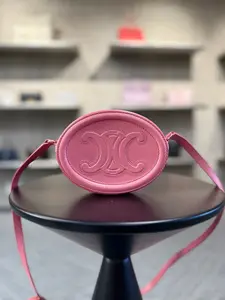 Pre-owned Celine Leather Crossbody Bags CALUX 2021 Small Triomphe Oval Crossbody bag pink