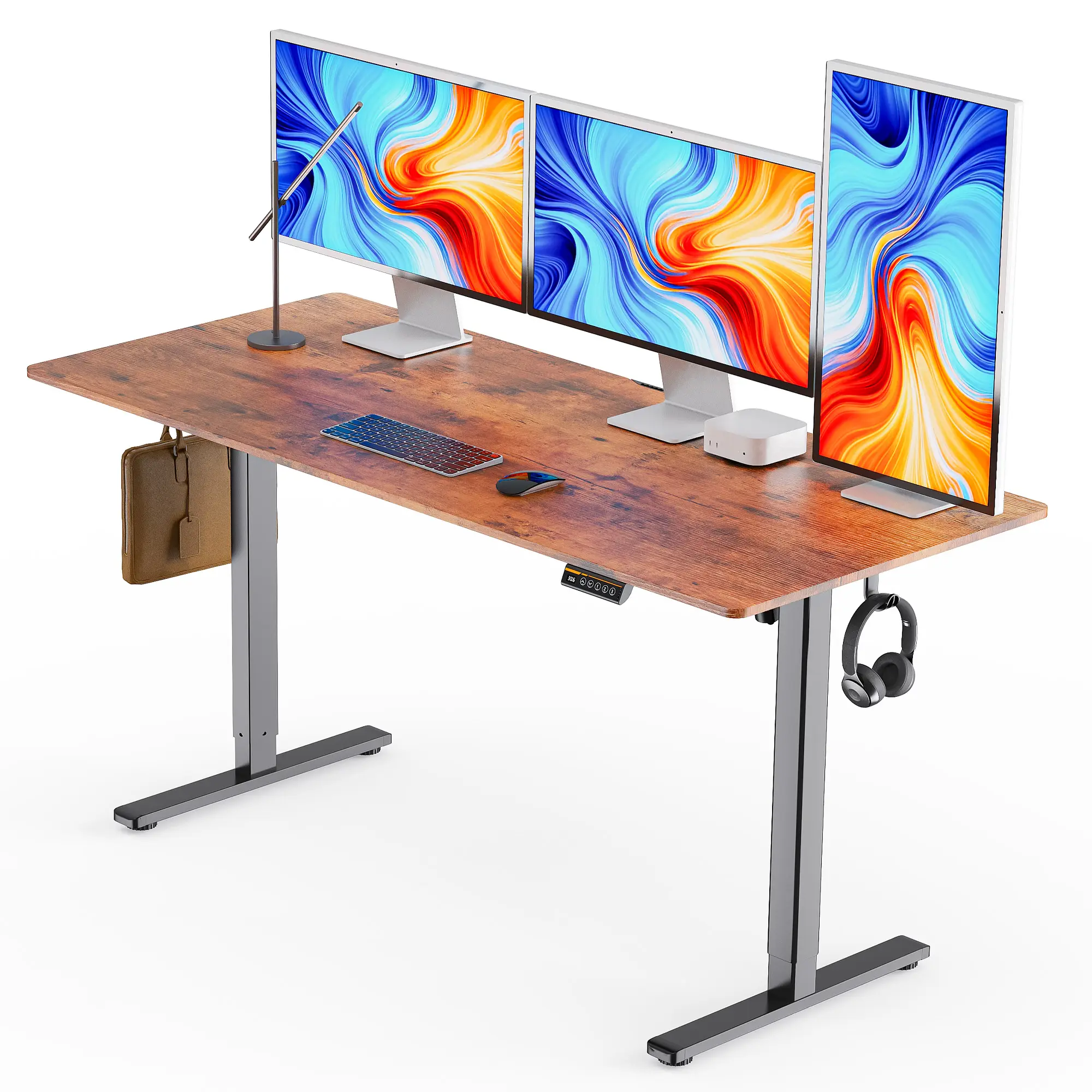 Gamork Electric Height Adjustable Standing Desk, 27.6 Inch Depth, 3-Speed Height Memory with Custom Height Setting, Built-in Child Lock, Ideal for Home, Office, Computer Workstation & Gaming Use