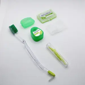 Oral care ColdentCare Orthodontic Kit Clear - Oral Care Set with Toothbrush, Protector Cap, Floss 12m, 5 Bars of Wax, 13 Floss Threaders, 3 Interdental Brushes with Case Green - Bristle USA Made - Storage