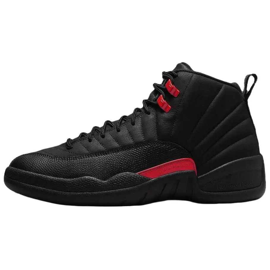 Jordan 12 Retro Bloodline Versatile Comfort Mid Top Basketball Shoes Men's Black Varsity Red CT8013-003