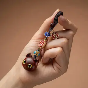 Lucky Cat, Blessing for Wealth, Car Keychain Pendant Cat Cute Bead Pendant Chain Female Couple Creative Small Gifts