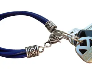Womens Royal Blue  Leather Bracelet - Valet Keychain - Four Strand / Urban Survival Gear USA