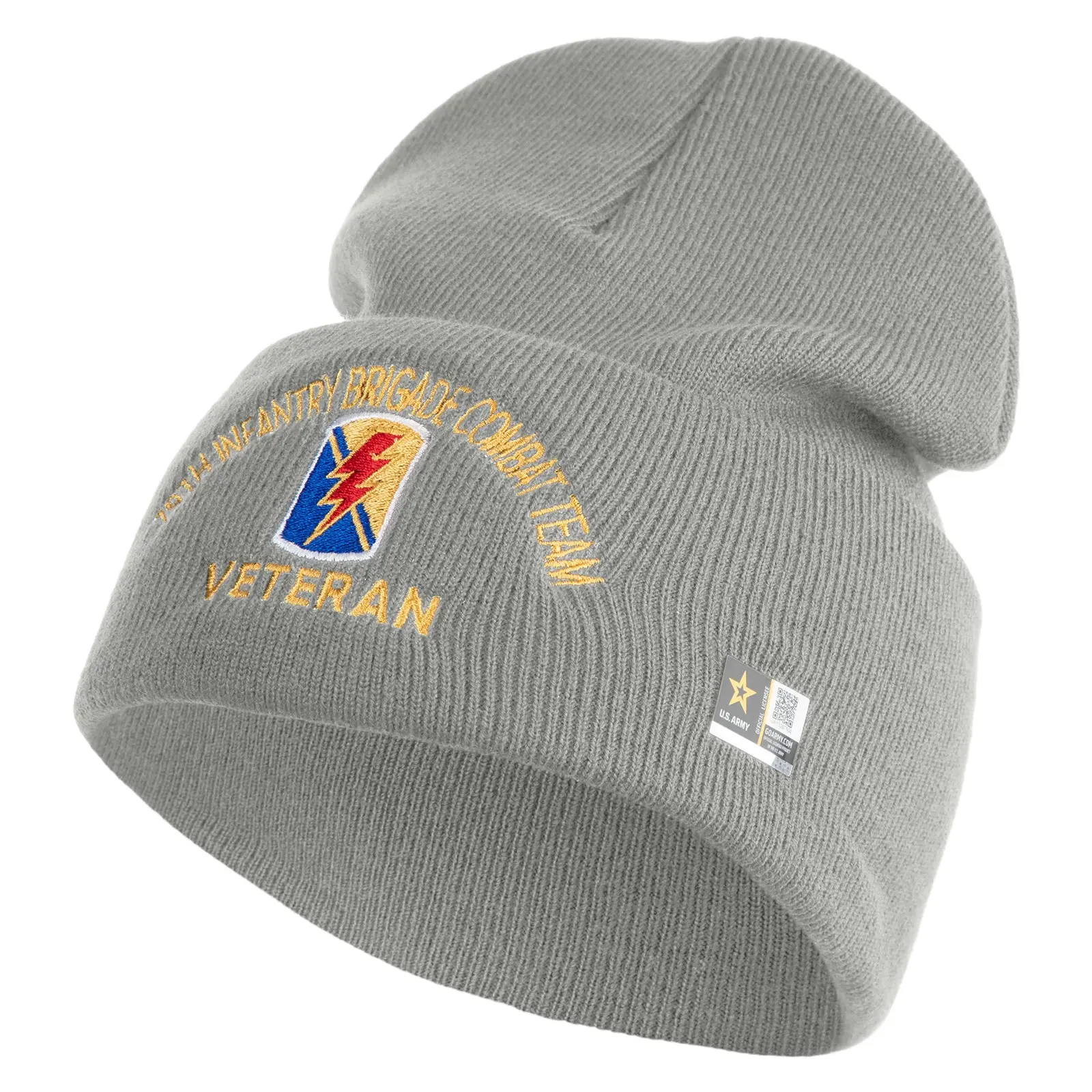 US Army 79th Infantry Brigade Combat Logo Embroidered 12 Inch Cuff Beanie